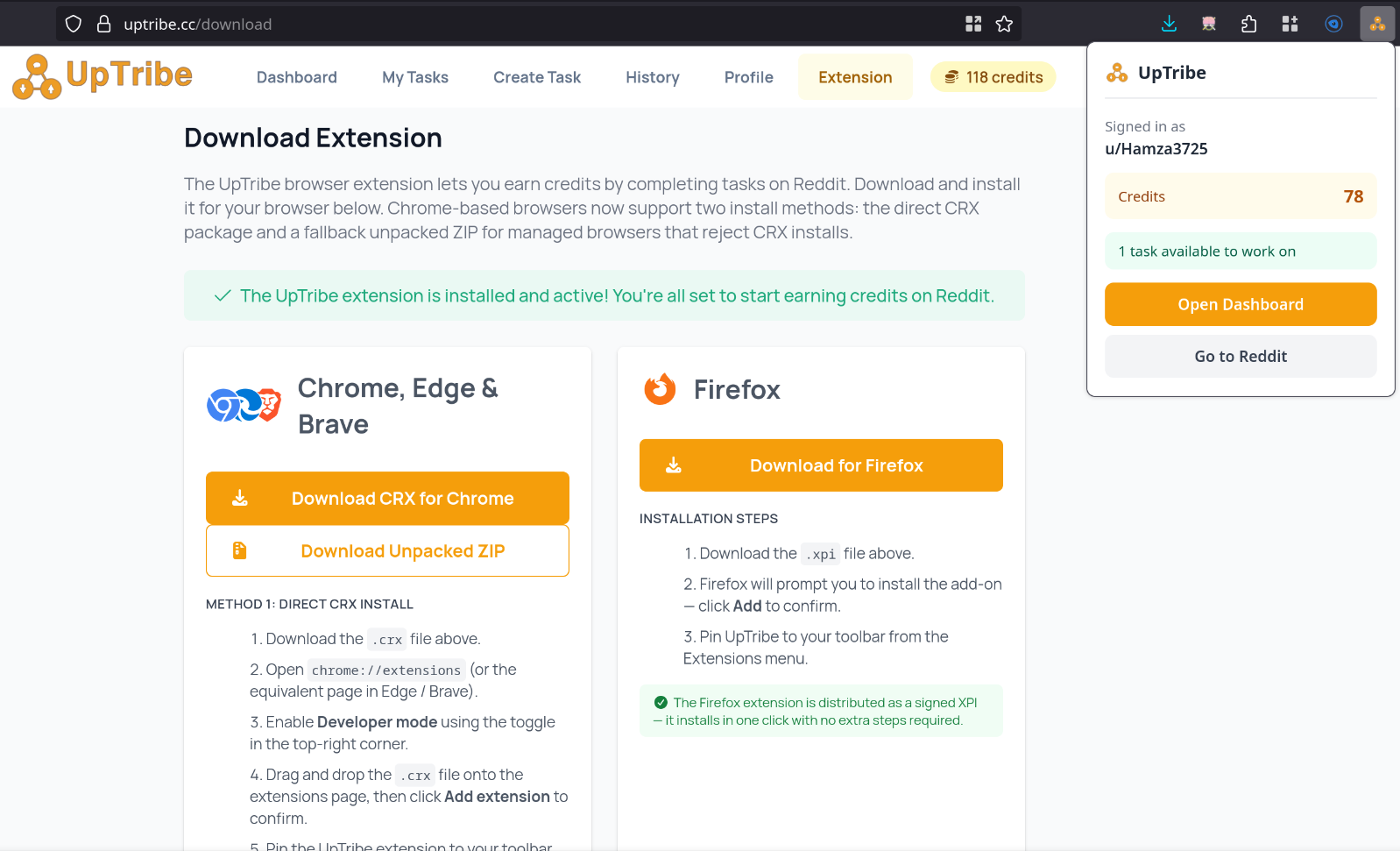 Screenshot of UpTribe 2